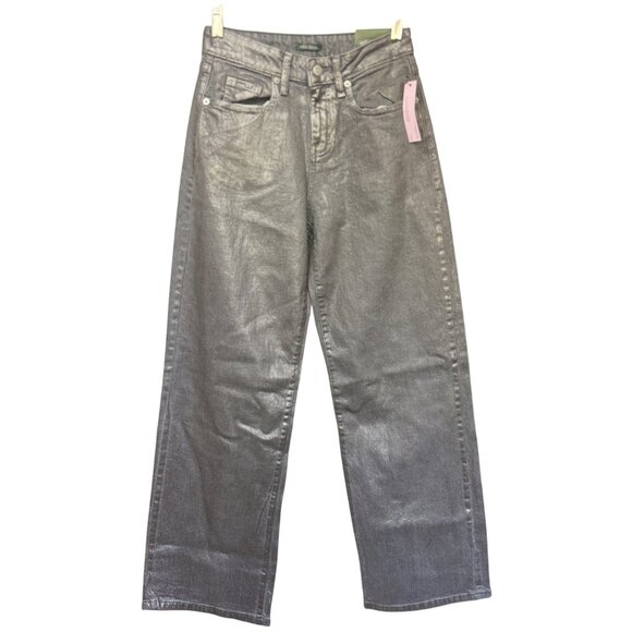 Wild Fable High-Rise Baggy Jeans Women 00 Silver Metallic Relaxed Fit Style - Picture 1 of 7